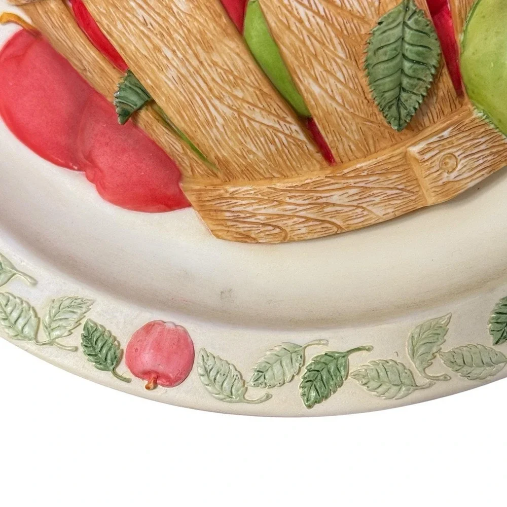 Rhodes Plate Bountiful Harvest Basket Full Of Apples & Peaches 3D Kathy O'Malley